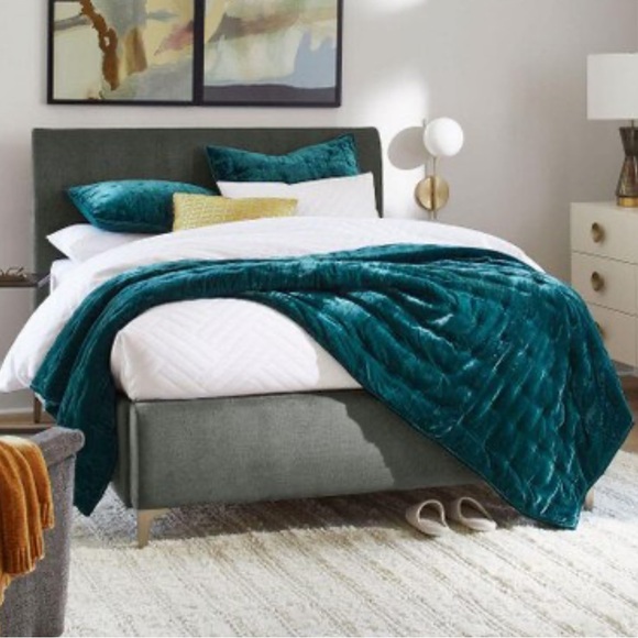 NWOT West Elm Lush Velvet Tack Stitch Quilt/pillowcases - Botanical Garden, King - Picture 1 of 6